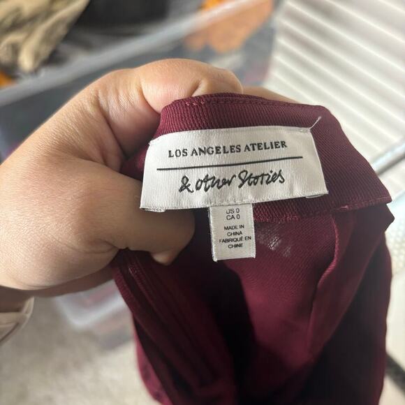 & Other Stories Ruched Stretch Twill Skirt Red Size 0 - Picture 3 of 3